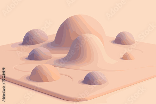Pastel terrain d base airy modern plush from symmetrical vector illustration