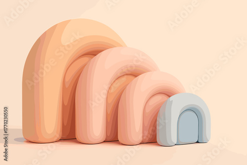 Clay resembling puffarch vector simple showing rounded under illustration minimal light dreamscape