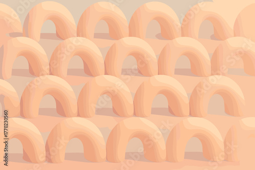 Pastel vector surface diffused arches across abstract light pattern illustration clay inflated