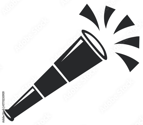 Vector graphic of a telescope emitting radiating lines symbolizing discovery and exploration