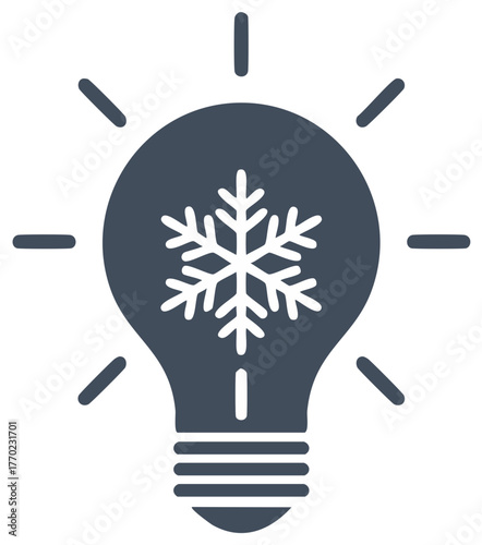 Winter Idea Lightbulb Concept with Snowflake Icon Represents Cold Innovation