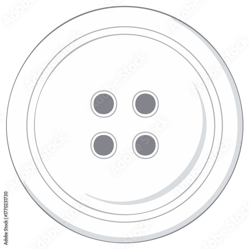 Classic white four-hole clothing button illustration for sewing, crafts, and fashion design