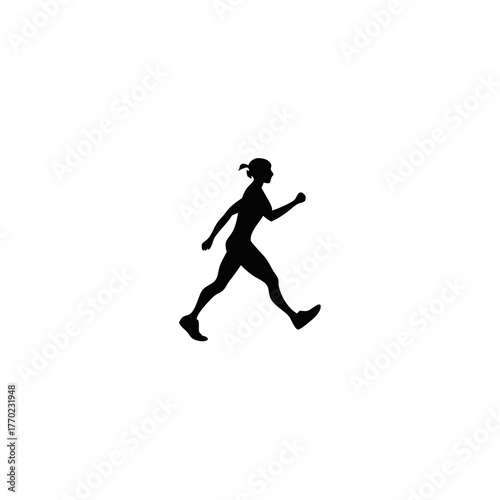 Woman walking with confident stride silhouette