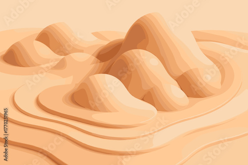 Clustered cream surface design creating curves vector through heaps tones clay illustration