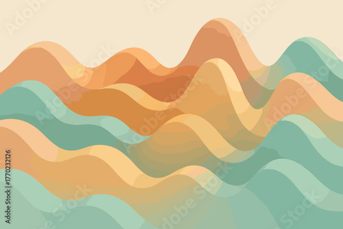 Sculptural illustration hills composition surfaces vector soft light pastel harmony clay luminous