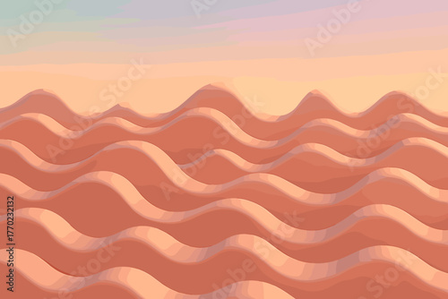 Gradients clay wave gentle sculpted formations vector that landscape pastel fall illustration