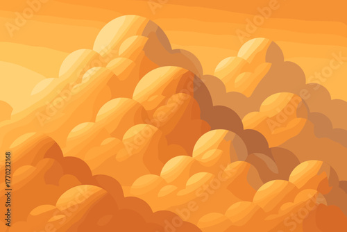 Illustration landscape gentle tones clay soft illuminated gradient cloud vector hill
