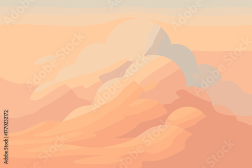 Over featuring simple terrain clay layered vector pastel cloudhill dreamscape floating illustration