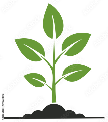 Green Sprout Growing from Soil Graphic Illustration Showing Seedling Emerging, Concept of New Growth