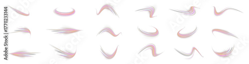 Neon energy ribbon collection, dynamic light streaks, futuristic glowing motion PNG