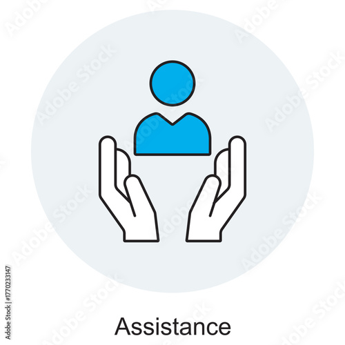 Assistance Icon, Providing Help When Needed, Empowering Through Support, Guiding You Toward Solutions, Building Strength Through Assistance, vector