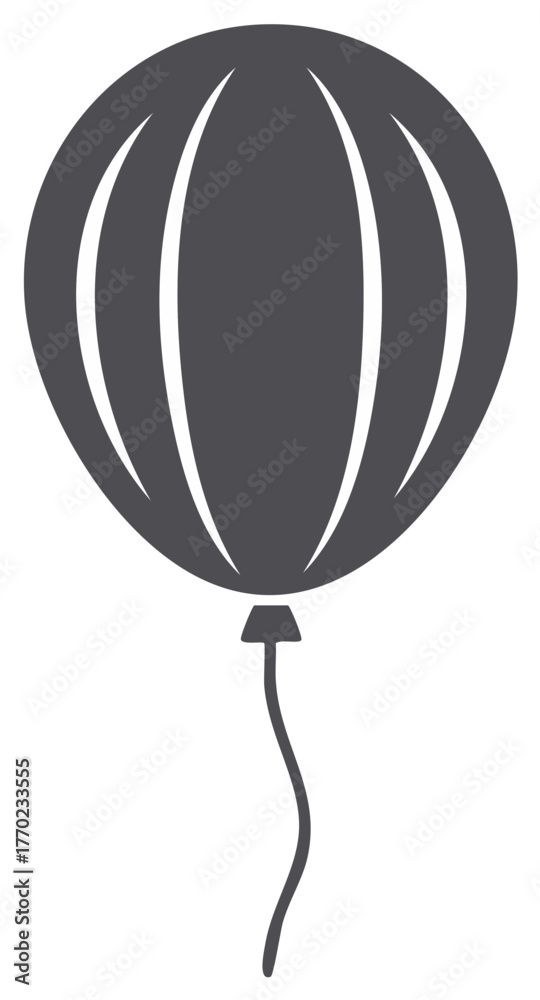 Obraz premium Simple gray balloon icon with string for party and celebration decoration glyph illustration