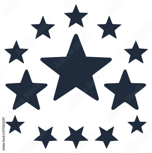 Stars Circle: Five Point Stars, Decorative Star Pattern, Awards Design