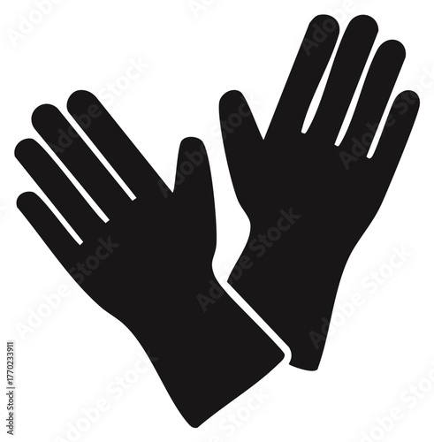 Black Protective Gloves Icon Illustration -  Worker Safety and Cleanliness Equipment
