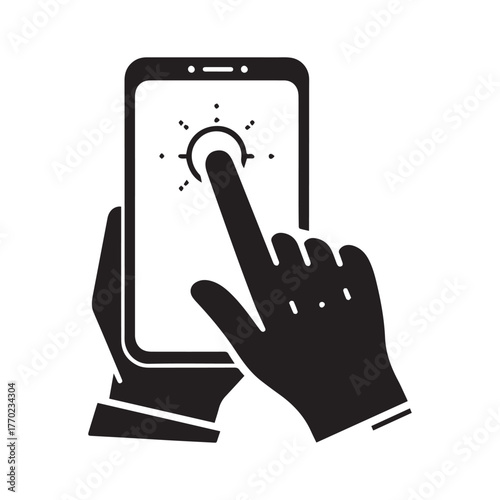 Mobile Touch Icon, Smartphone Click Symbol, Hand Gesture Illustration