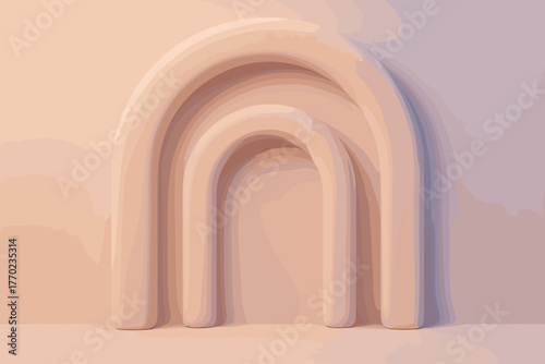 Diffused vector rounded featuring clay arch background gentle curvature soft illustration light