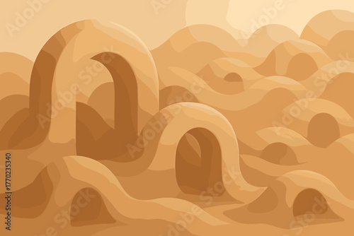 Light arranged rhythm across waveforms organic arch composition flowing gradient vector illustration