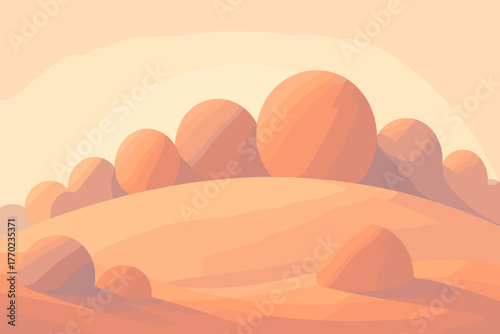 Landscape spherical vector crest featuring clay rising illustration surface across into