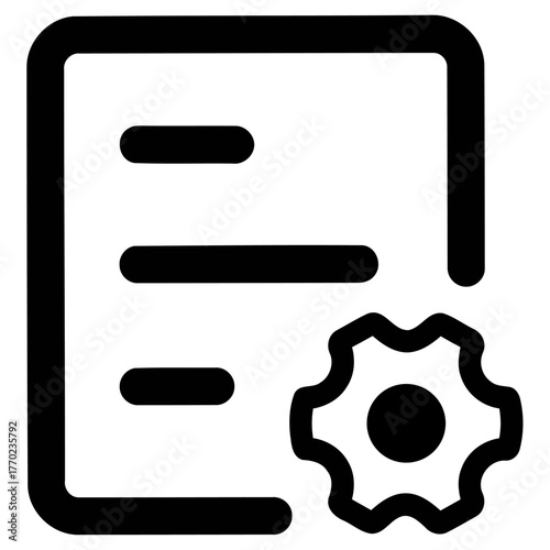 Document Settings Icon SVG Bundle, Gear Report Clipart, Digital File Management Vector Set