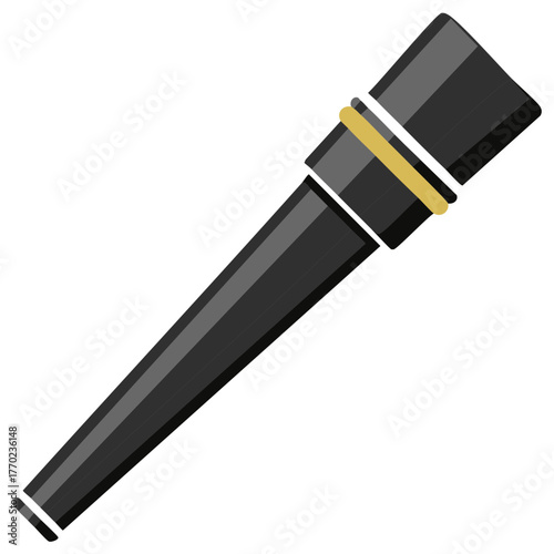 Simple Black Monocular Spyglass Icon with Gold Detail Vector Illustration