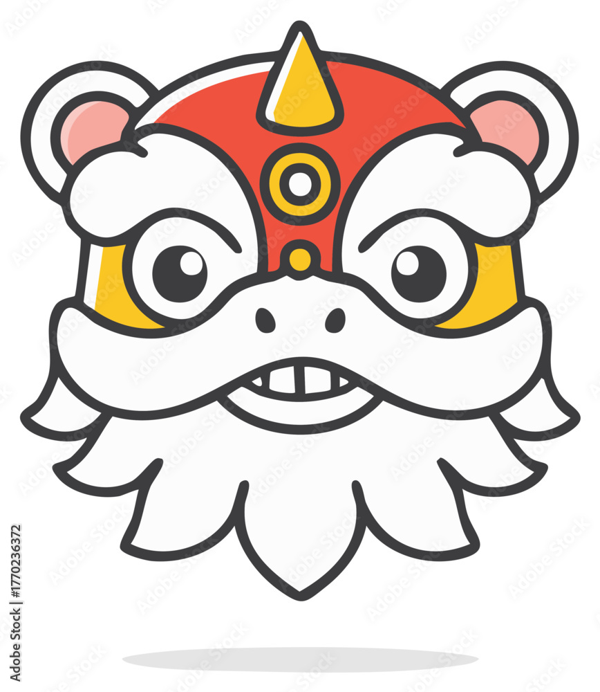 Fototapeta premium Chinese Lion Dance Head Illustration for Lunar New Year Celebration