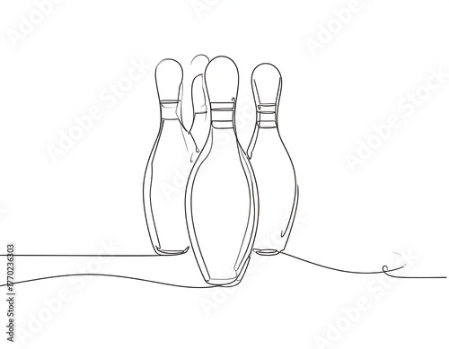 Continuous line drawing of bowling pins