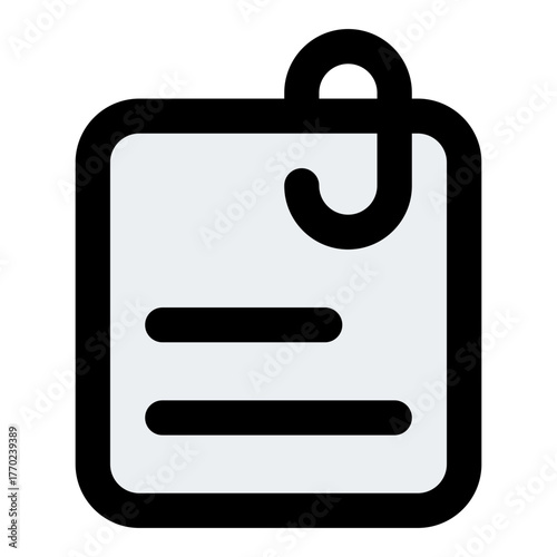 Memo Filled Line Icon Vector, Bold Outline Document and File Symbol for Office and Folder Management Concept