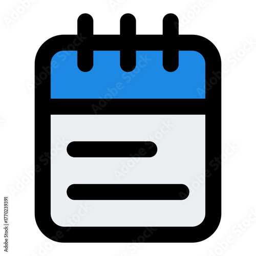 Note Filled Line Icon Vector, Bold Outline Document and File Symbol for Office and Folder Management Concept