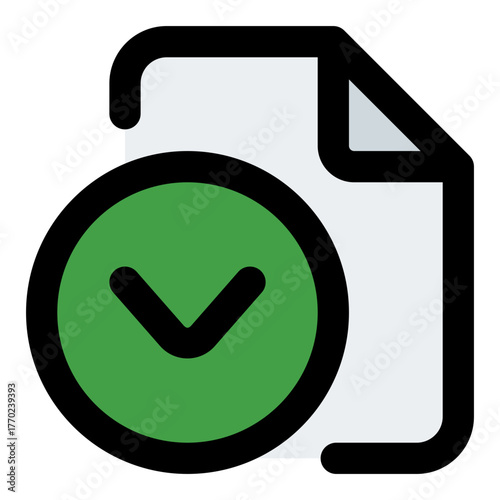 Page Down Filled Line Icon Vector, Bold Outline Document and File Symbol for Office and Folder Management Concept