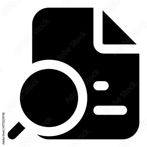 File Search Glyph Icon Vector, Solid Document and File Management Symbol for Office and Folder Concept