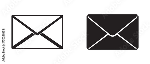 Two envelope icons, one outlined and one filled