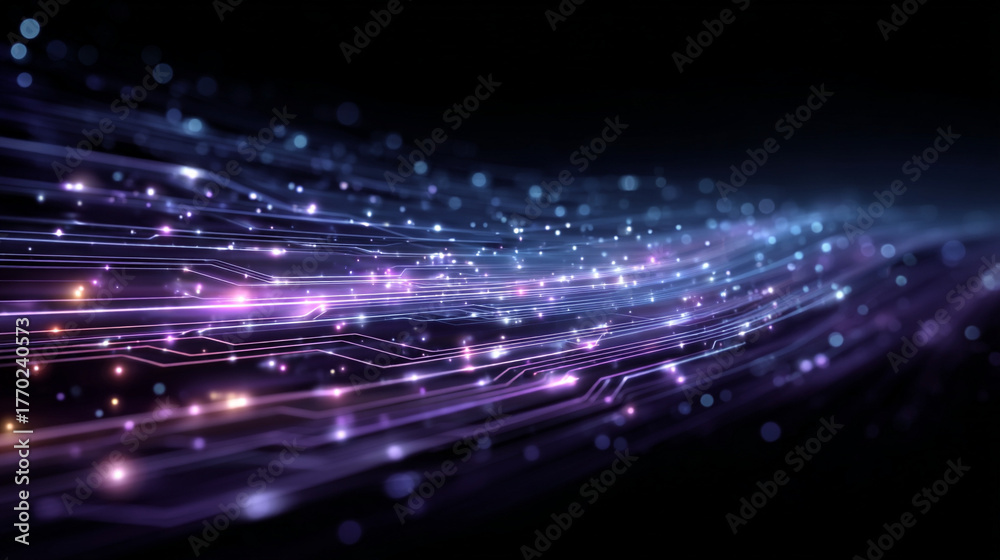 Obraz premium Futuristic Technology Background with Glowing Data Lines and Digital Light Flow