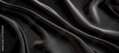 Elegant Black Silk Drape Texture Background with Smoothness for Fashion and Interior Design Elements