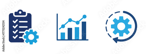 Business process automation and data analysis icons
