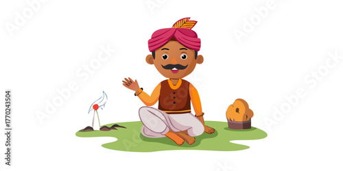 Indian village man cartoon character. moral stories for the best cartoon character
