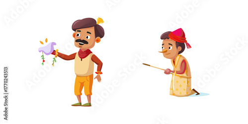 Indian village man cartoon character. moral stories for the best cartoon character
