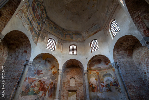 NOVARA, ITALY, JANUARY 11, 2025 - Inner of the Baptistery of the Cathedral of Novara, Piedmont, Italy