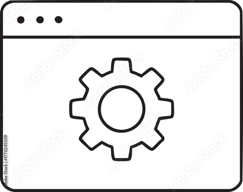 Simple outline of a browser window with a settings gear inside