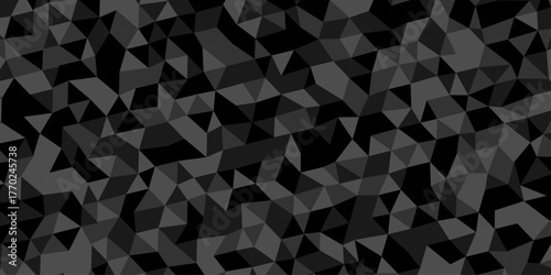 Abstract geometric wall tile and metal cube background triangle wallpaper. Seamless geometric pattern low polygon backdrop background. Gray diamond overlap polygonal background.	