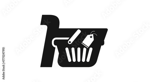 Shopping basket icon with price tag and handle.