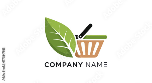Eco-Friendly Shopping Basket with Leaf - A Symbol of Sustainable Choices.