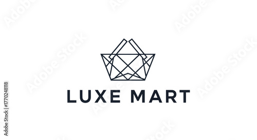 Luxe Mart logo featuring a stylized shopping basket design.