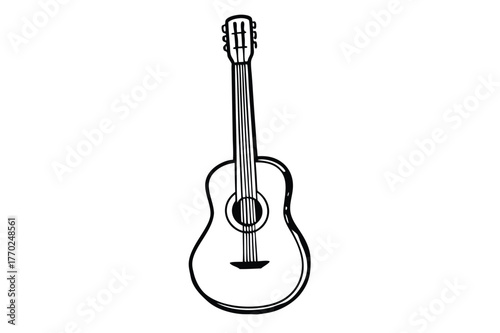 Acoustic Guitar Line Art Illustration
