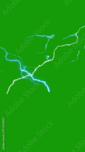 Electric Lightning on a Green Screen A powerful natural phenomena with dramatic visual impact 4k Motion animations