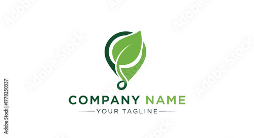 Green leaf location pin logo for an eco friendly business.