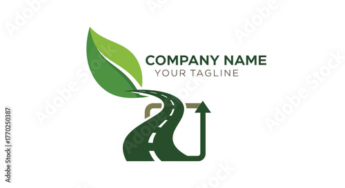 Eco-Friendly Growth - A Leaf-Shaped Road Leading to Success.