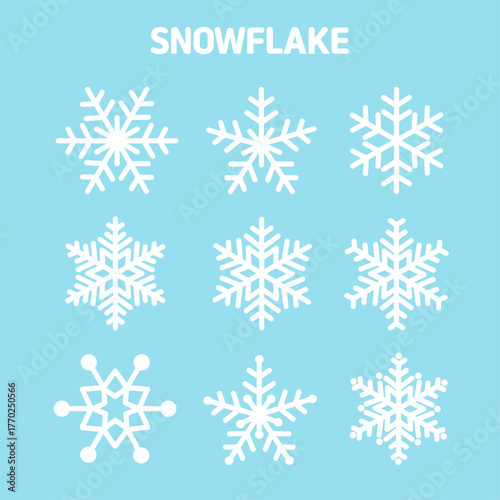겨울 눈송이 라인드로잉 아이콘 세트(winter snowflake line drawing icon set)