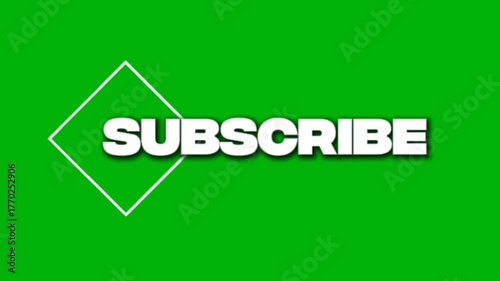 Subscribe text appearing through a rotating diamond shape on green and black Backgrounds