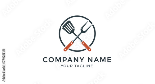 Barbecue Utensils Logo Design.