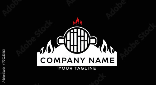 Grill and Flames Logo Design for Barbecue Company.